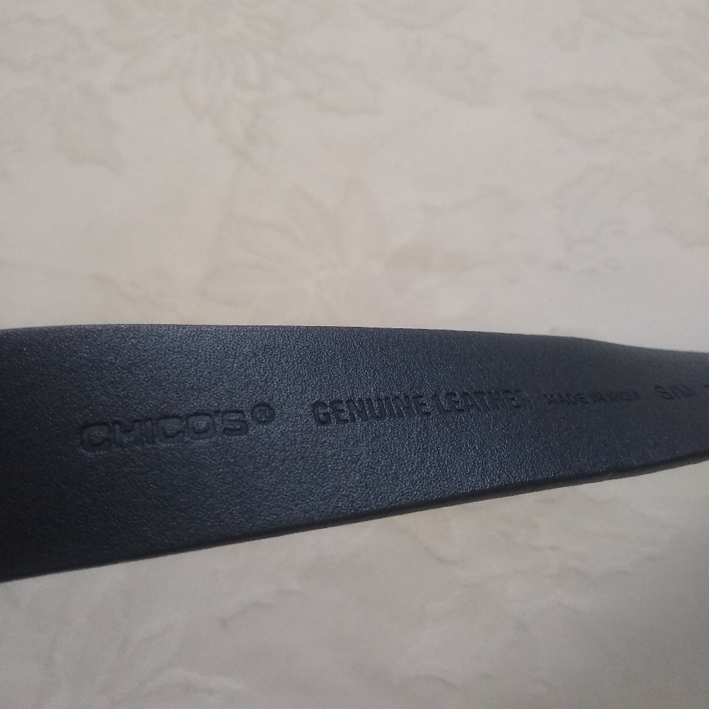 Chico's Leather Adjustable Belt Statement Buckle - image 2